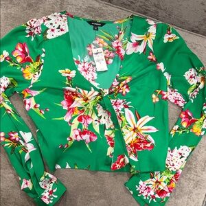 Express Vibrant Green Floral Blouse